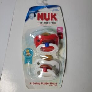 2007‎ Gerber NUK Orthodontic Latex Pacifiers Red White Size 6m+ NOS NEW